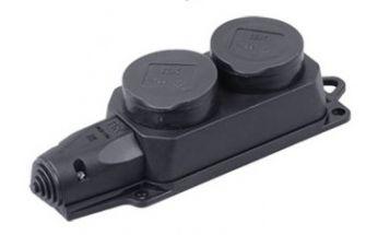 Колодка IEK РБ32-1-0м  "ОМЕГА" 2 розетки с защитными крышками (каучук) РБ32-1-0м  IP44