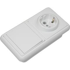 TDM  Блок комбинированный БКВР 1-клавишный выключатель + розетка 2П+З с защитными шторками SQ1813-0001