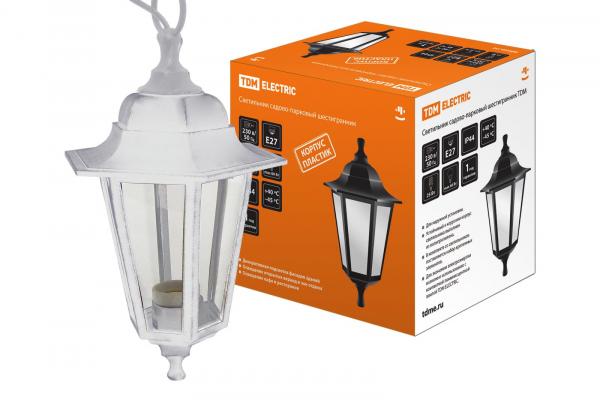 Светильник садово-парковый TDM НСУ 06-60-001 шестигранник, подвес, пластик, белый SQ0330-0733